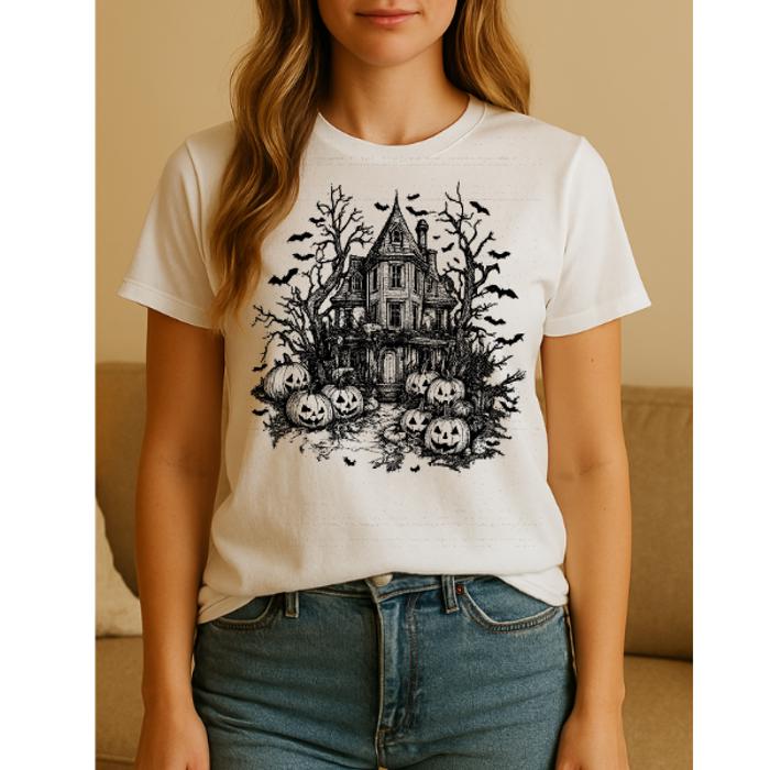 Haunted House Graphic Tee, Halloween Tee