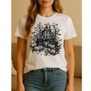  Haunted House Graphic Tee, Halloween Tee