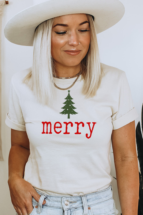 Merry Tree Graphic Tee, Bella Canvas Tee