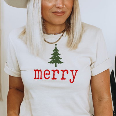Merry Tree Graphic Tee, Bella Canvas Tee