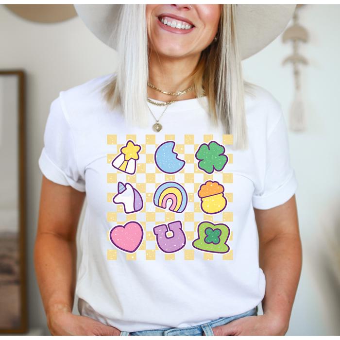 Lucky Charms Checkered Graphic Tee, St Patrick's Day Shirt, Lucky Tee, Bella Canvas