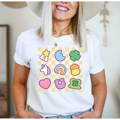 Lucky Charms Checkered Graphic Tee, St Patrick's Day Shirt, Lucky Tee, Bella Canvas
