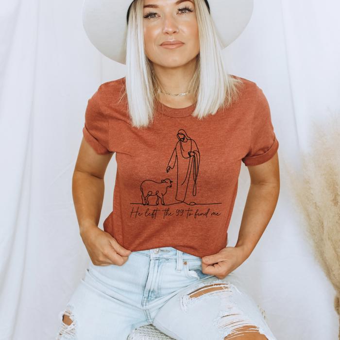 He Left The 99 Graphic Tee, Christian Tee, Bella Canvas Shirt