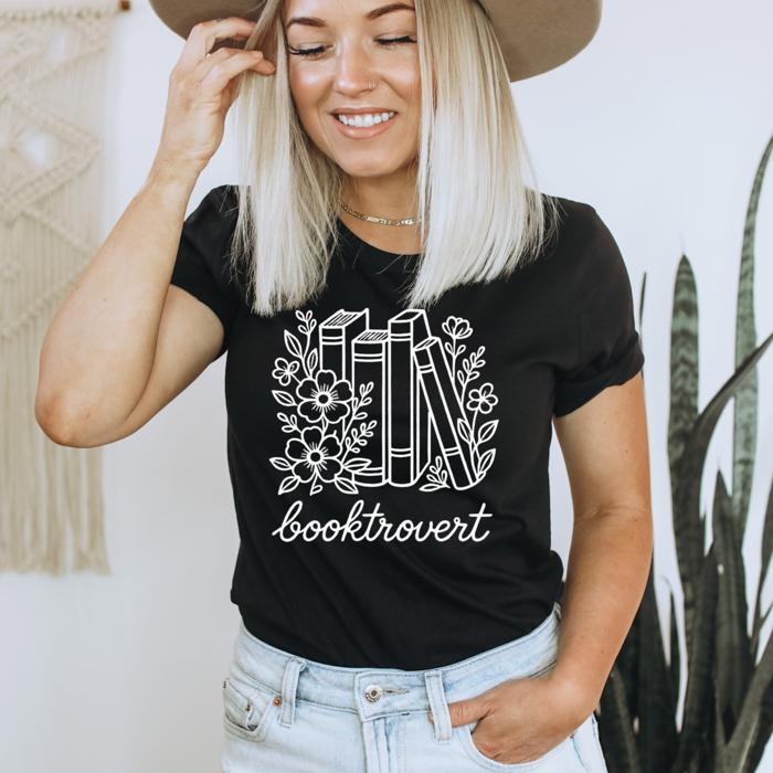 Booktrovert Graphic Tee, Book Tee, Reading Shirt, Bella Canvas