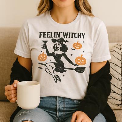 Feelin' Witchy Graphic Tee, Bella Canvas Tee, Halloween Shirt