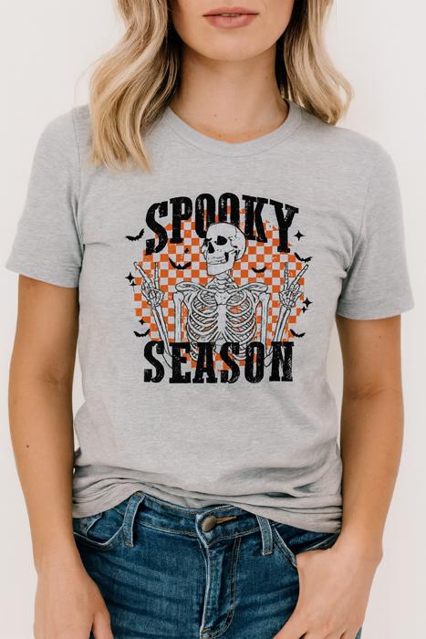 Skeleton Spooky Season Graphic Tee, Halloween Shirt