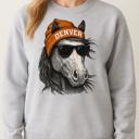 Small Heather Gray Denver Horse Sweathsirt, Mascot Sweatshirt