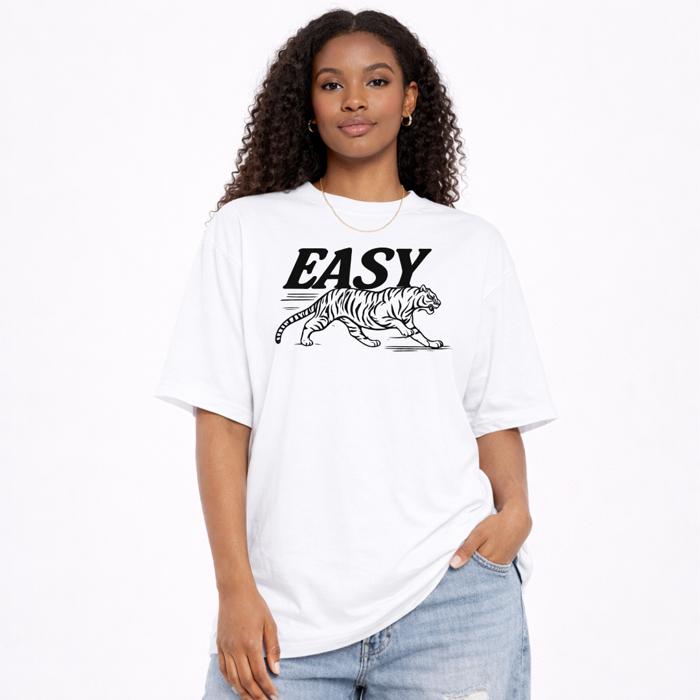 Easy Tiger Oversized Unisex Tee, Garment Dyed, Streetwear, Shaka Wear Tee