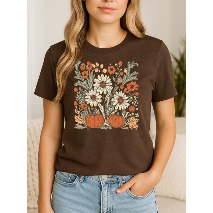 Floral Pumpkin Graphic Tee, Bella Canvas Shirt, Fall Shirt