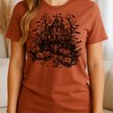  Haunted House Graphic Tee, Halloween Tee