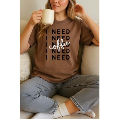 I Need Coffee Oversized Tee, Comfort Color Shirt