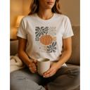  Pumpkin Floral Graphic Tee, Fall Shirt
