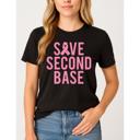  Save Second Base Graphic Tee, Breast Cancer Shirt