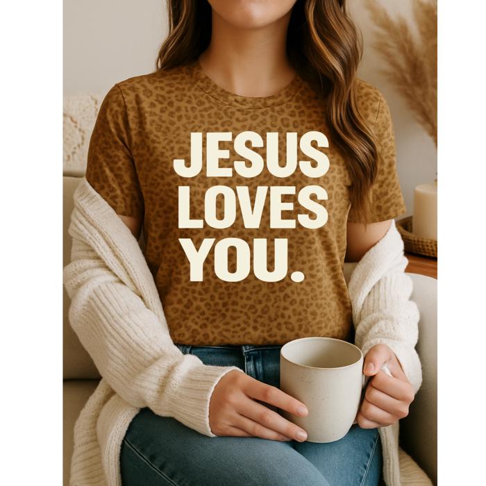 Jesus Loves You Leopard Graphic Tee