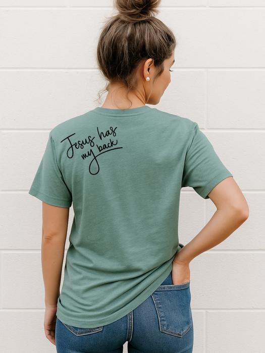 Jesus Has My Back Graphic Tee, Bella Canvas