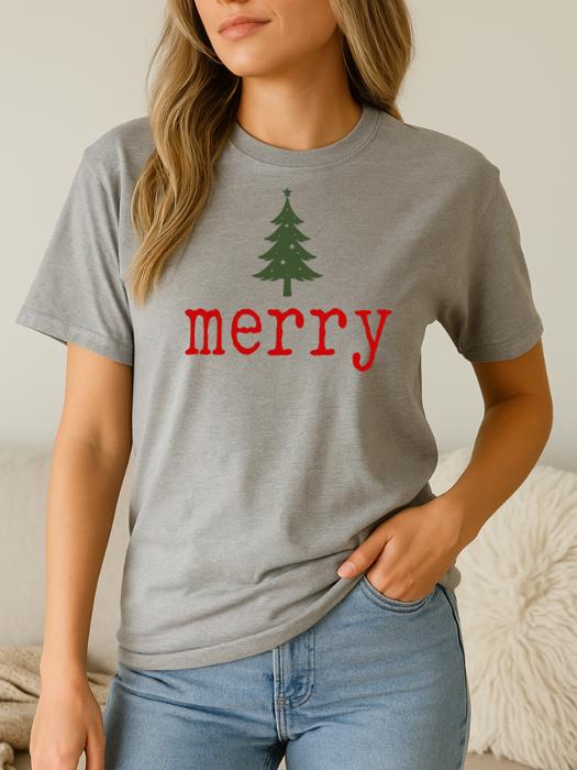 Merry Tree Graphic Tee, Bella Canvas Tee