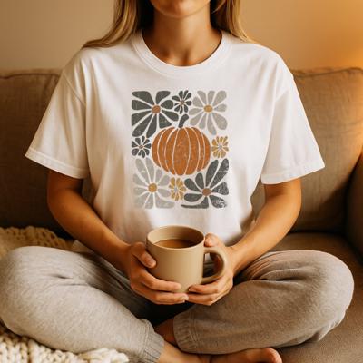 Floral Pumpkin Oversized Tee, Comfort Color Shirt