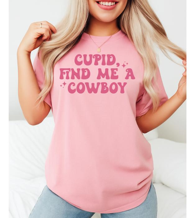 Cupid Find Me A Cowboy Oversized Tee, Comfort Color Tee, Valentines Shirt
