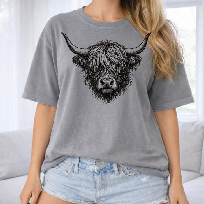 Highland Cow Graphic Tee, Comfort Color Tee
