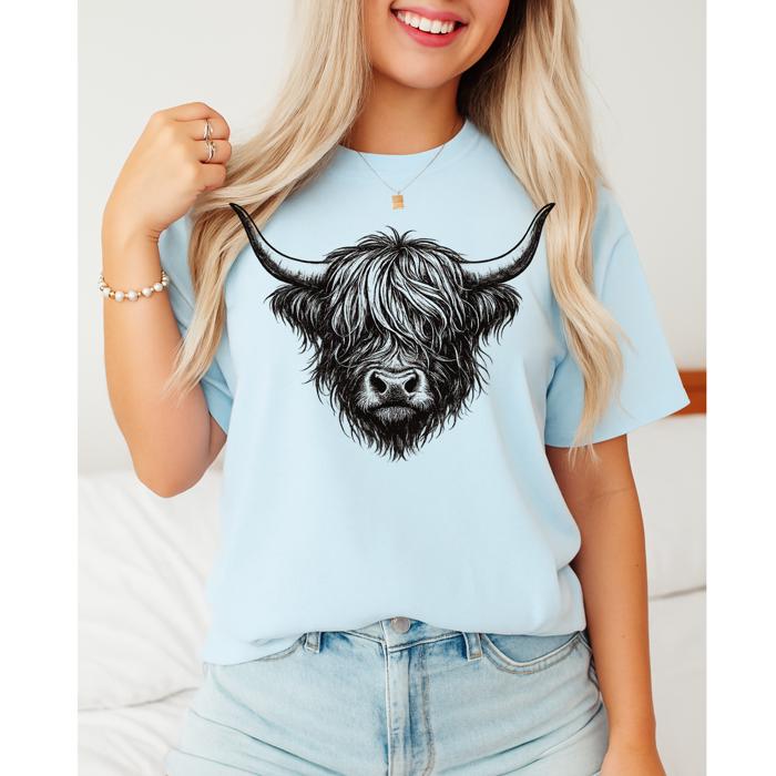 Highland Cow Graphic Tee, Comfort Color Tee