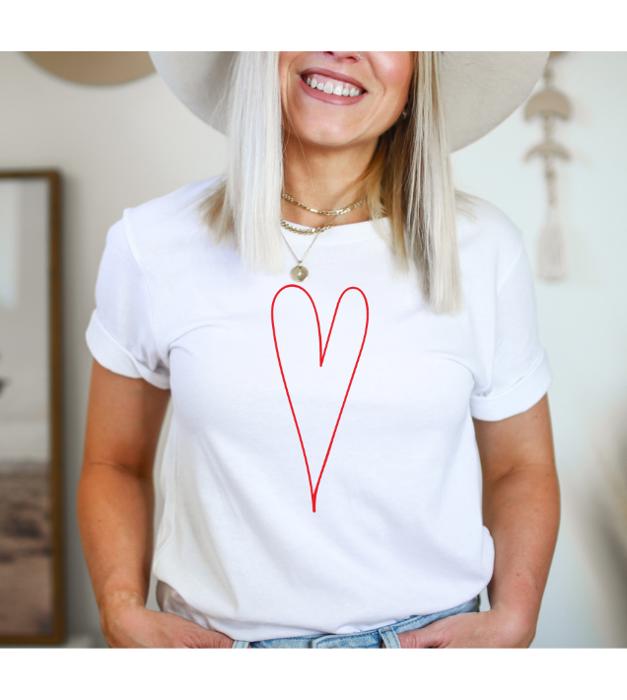 Long Heart Graphic Tee, Valentines Shirt, Bella Canvas Tee