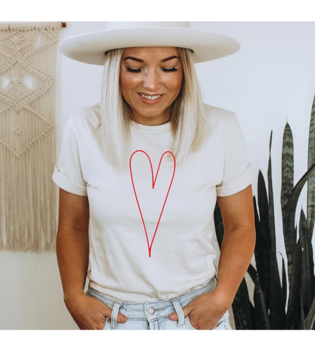 Long Heart Graphic Tee, Valentines Shirt, Bella Canvas Tee