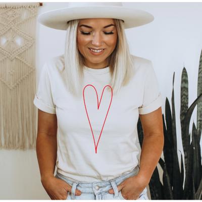 Long Heart Graphic Tee, Valentines Shirt, Bella Canvas Tee