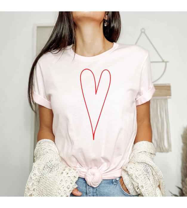 Long Heart Graphic Tee, Valentines Shirt, Bella Canvas Tee