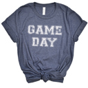 Small Heather Navy Game Day Varsity Print Graphic Tee, Sports Shirt, Bella Canvas