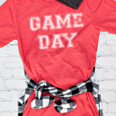 Small Heather Red Game Day Varsity Print Graphic Tee, Sports Shirt, Bella Canvas