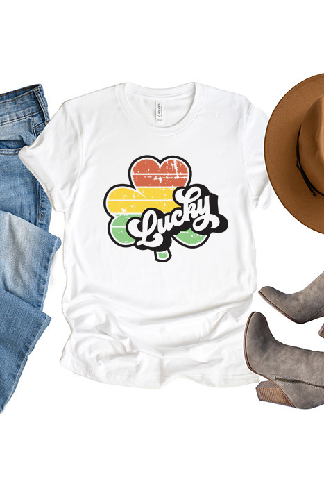 Lucky Clover Graphic Tee, St Patrick's Tee, Bella Canvas Shirt