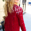  Pointelle Lace Shoulder Knit Sweater