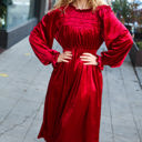  Be Your Own Star Ruby Mock Neck Velvet Dress