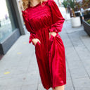  Be Your Own Star Ruby Mock Neck Velvet Dress