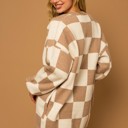  Checker Graphic Sweater Cardigan