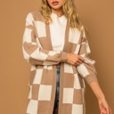  Checker Graphic Sweater Cardigan