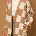  Checker Graphic Sweater Cardigan