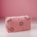  Smiley Face Corduroy Cosmetic Pouch