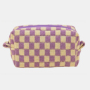 Lavender Checkered Pattern Knitted Cosmetic Pouch