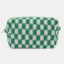 Green Checkered Pattern Knitted Cosmetic Pouch