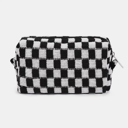 Black Checkered Pattern Knitted Cosmetic Pouch