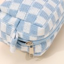  Checkered Pattern Knitted Cosmetic Pouch