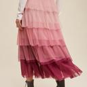  Gradient Style Tiered Mesh Maxi Skirt