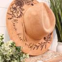  Floral burned hat - triple flower design, Burned Hat, Floral Engraved Cowboy Hat, Sunflower Hat, Sunflower Burned Fedora, Engraved Suede Hat