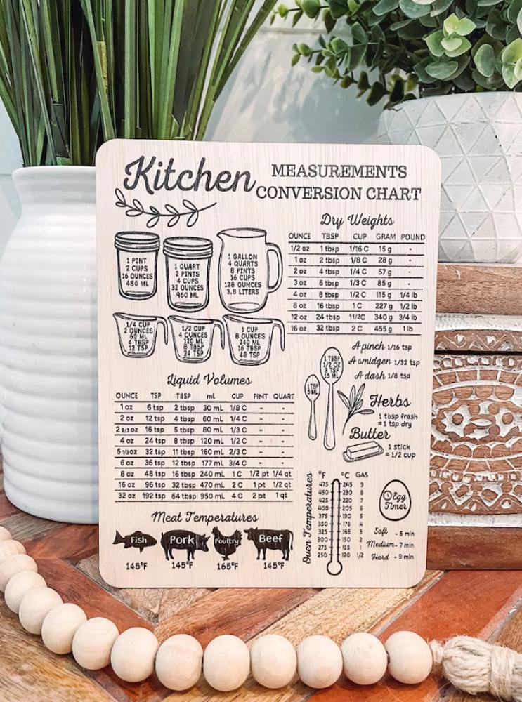 Kitchen Conversion Chart Fridge Magnet, Kitchen Measuring Chart, Measurement Conversion Chart, Kitchen Gift, Gift for Mom, Shower Gift