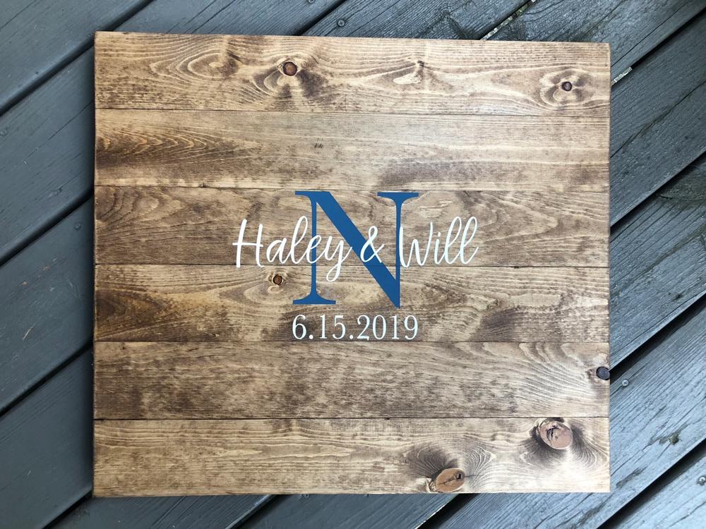 Wedding Guest Book Sign, Monogram Guestbook, Guest Book, Wooden Guest Sign, Wedding Decor, Wedding Ceremony Sign, Graduation Guest book