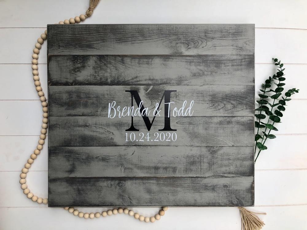 Wedding Guest Book Sign, Monogram Guestbook, Guest Book, Wooden Guest Sign, Wedding Decor, Wedding Ceremony Sign, Graduation Guest book