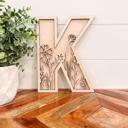  Wildflower Letter, Flower Initial, Floral Nursery Decor, Boho Decor, Floral Baby Name Sign, Floral Letter, Floral Initial, Rattan Letter