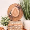  Leave Her Wild Floral Burned Hat, Floral Engraved Cowboy Hat, Sunflower Hat, Sunflower Burned Fedora, Engraved Felt Hat, Boho Hat