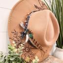  Leave Her Wild Floral Burned Hat, Floral Engraved Cowboy Hat, Sunflower Hat, Sunflower Burned Fedora, Engraved Felt Hat, Boho Hat